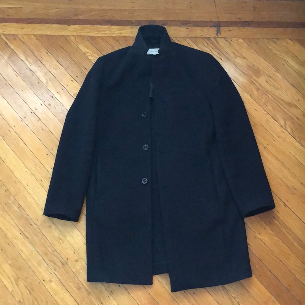 Reiss Mens Medium Calton Hill Mélange-Herringbone Wool Coat